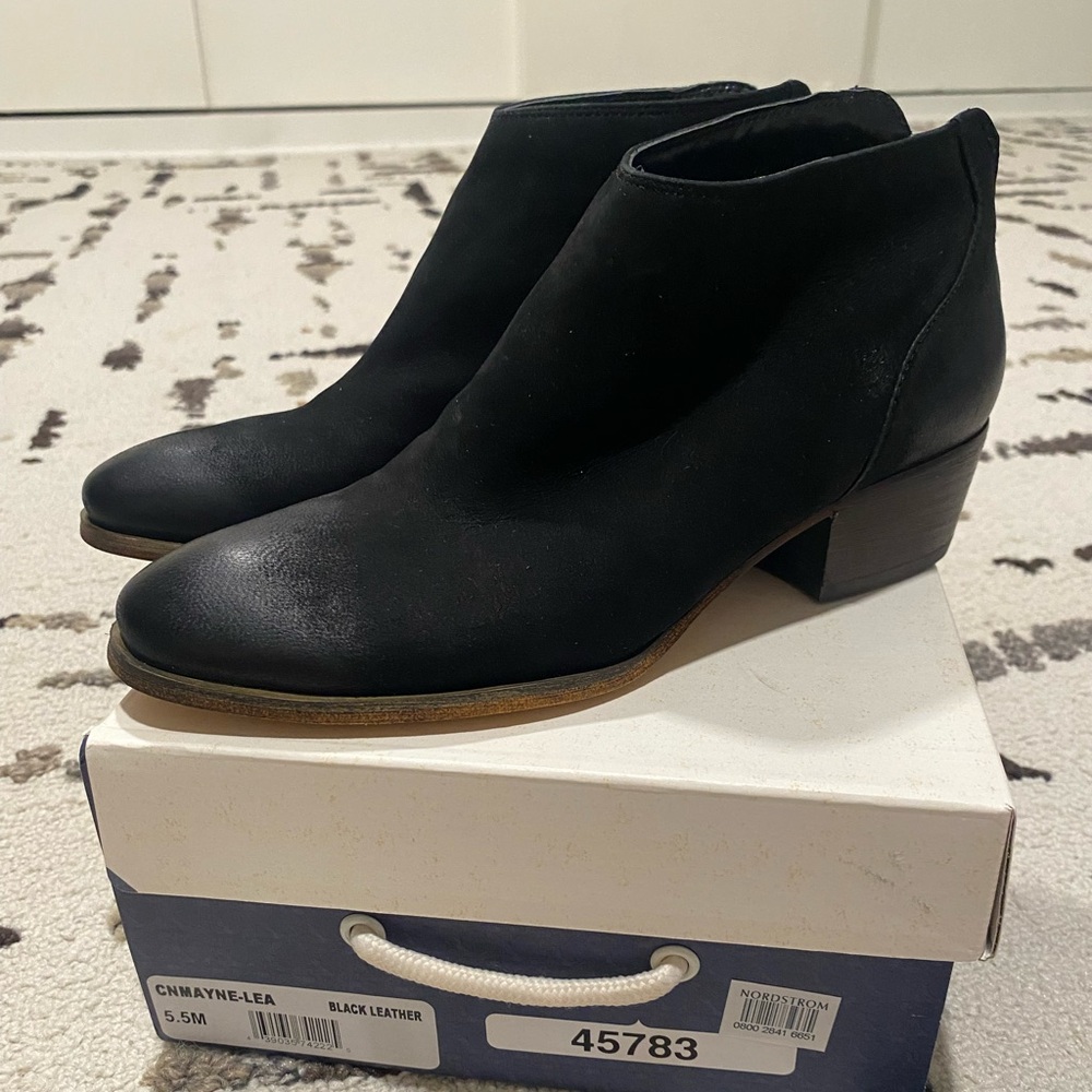 Caslon Black Leather Ankle Booties